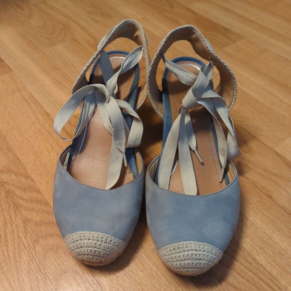 VIONIC Maris Aruba Espadrille Wedge Sandals Womens 10 Blue Ankle Strap - Picture 2 of 8
